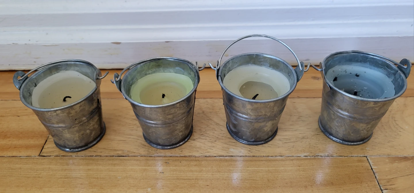 Set of 4 Mini Metal Bucket Candles