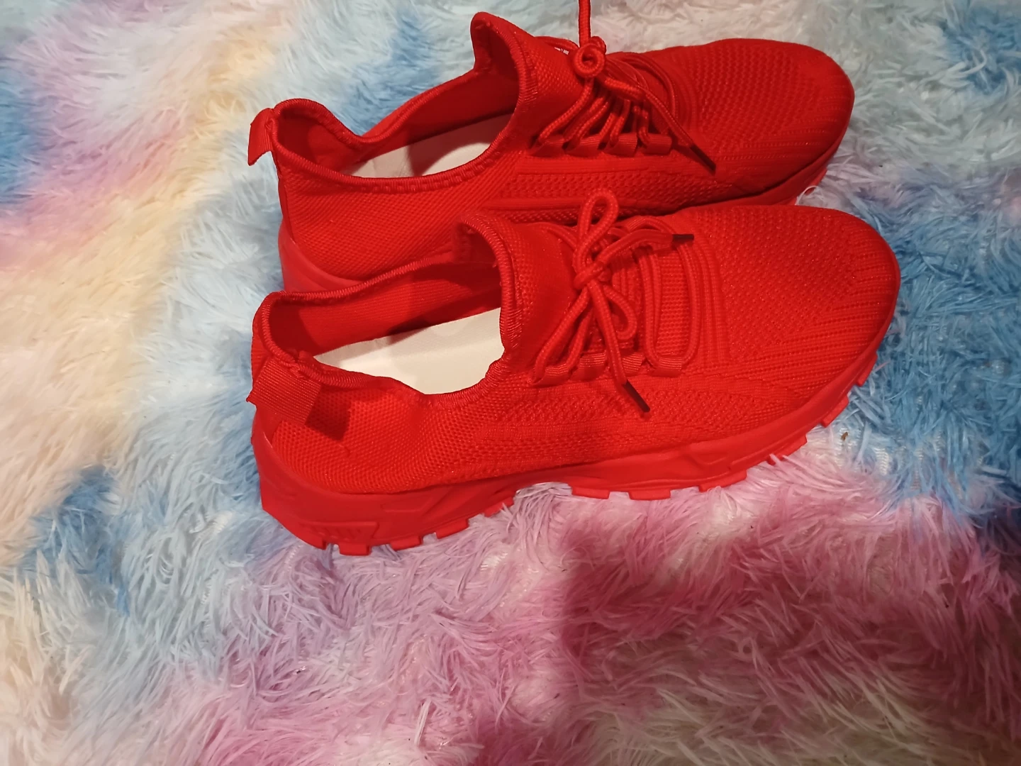 Red Knit Sneakers Size 10