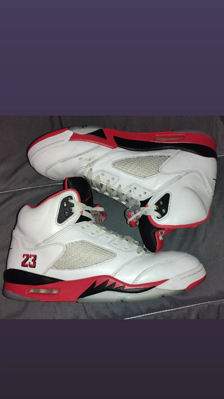 Air Jordan 5 Retro '23' White Red Black Size 11 - photo 2