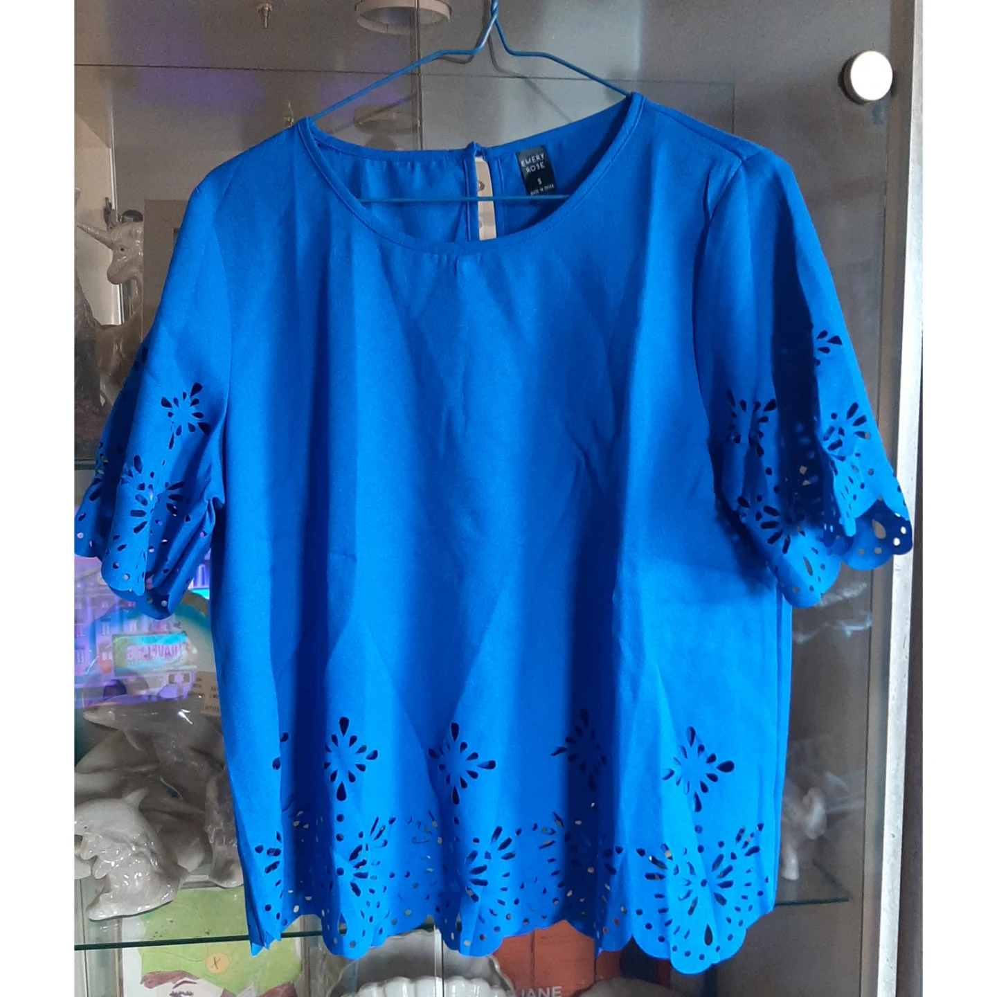 Blue Eyelet Blouse - Size S