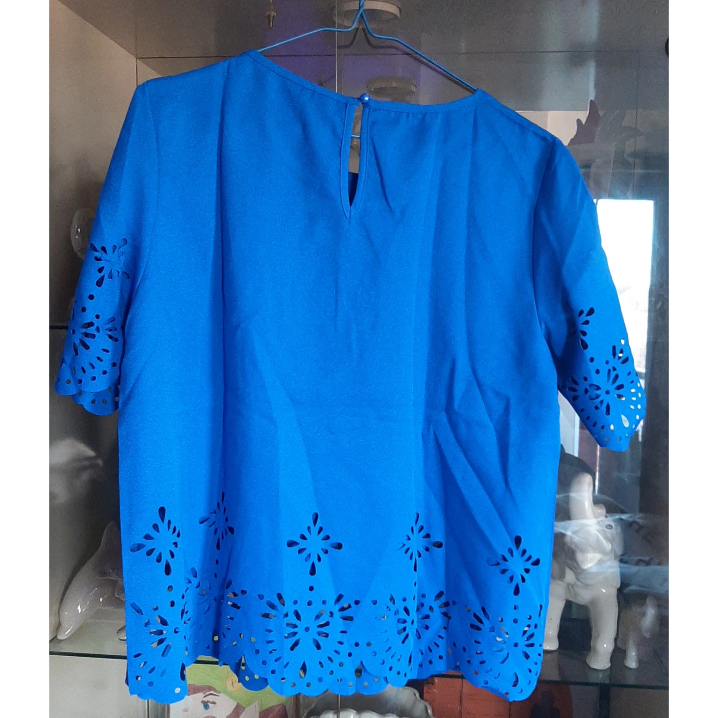 Blue Eyelet Blouse - Size S - photo 2