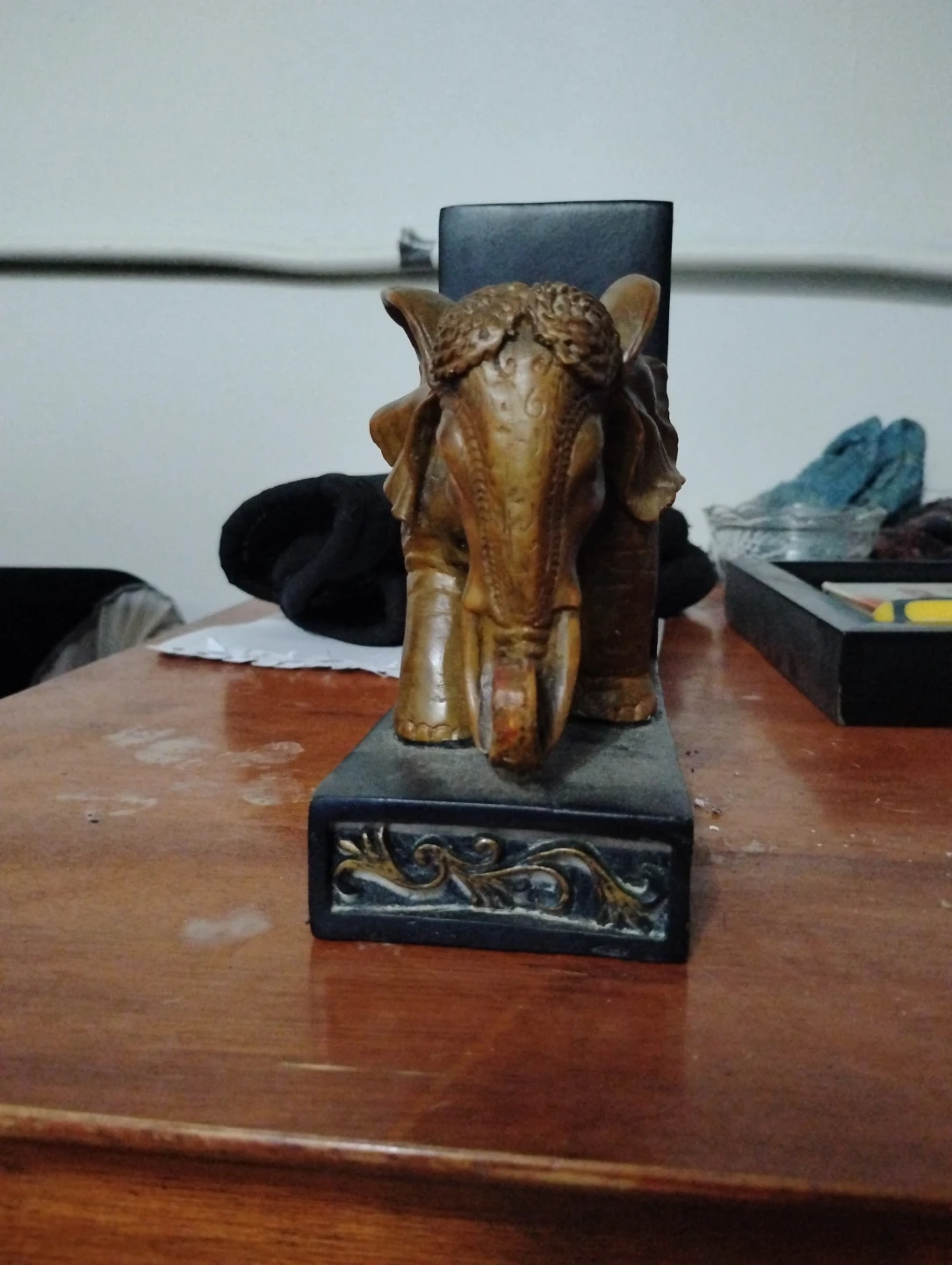 Carved Wooden Elephant Bookend - photo 2