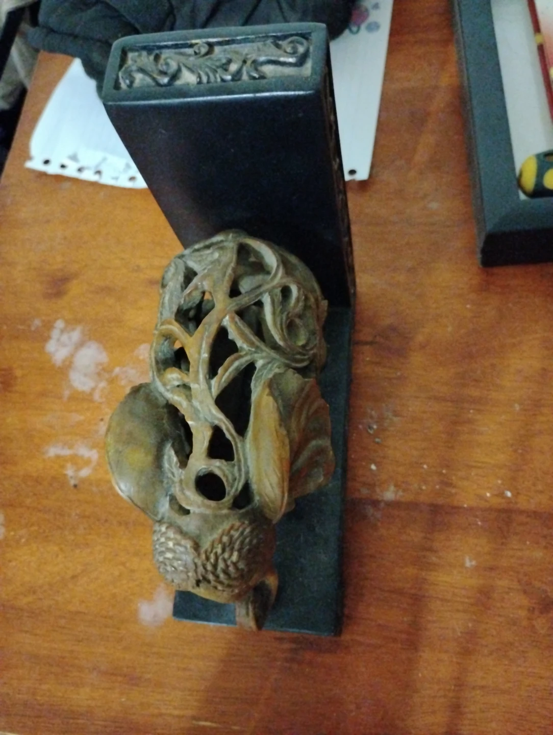 Carved Wooden Elephant Bookend - photo 3