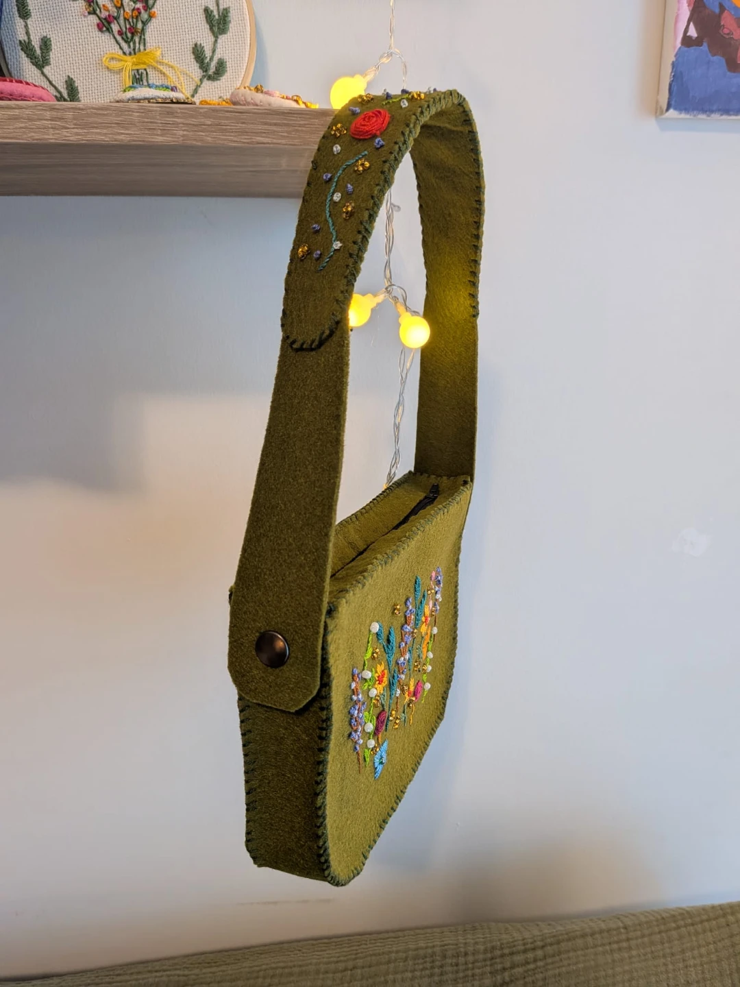 Hand-Embroidered Felt Messenger Bag - photo 2