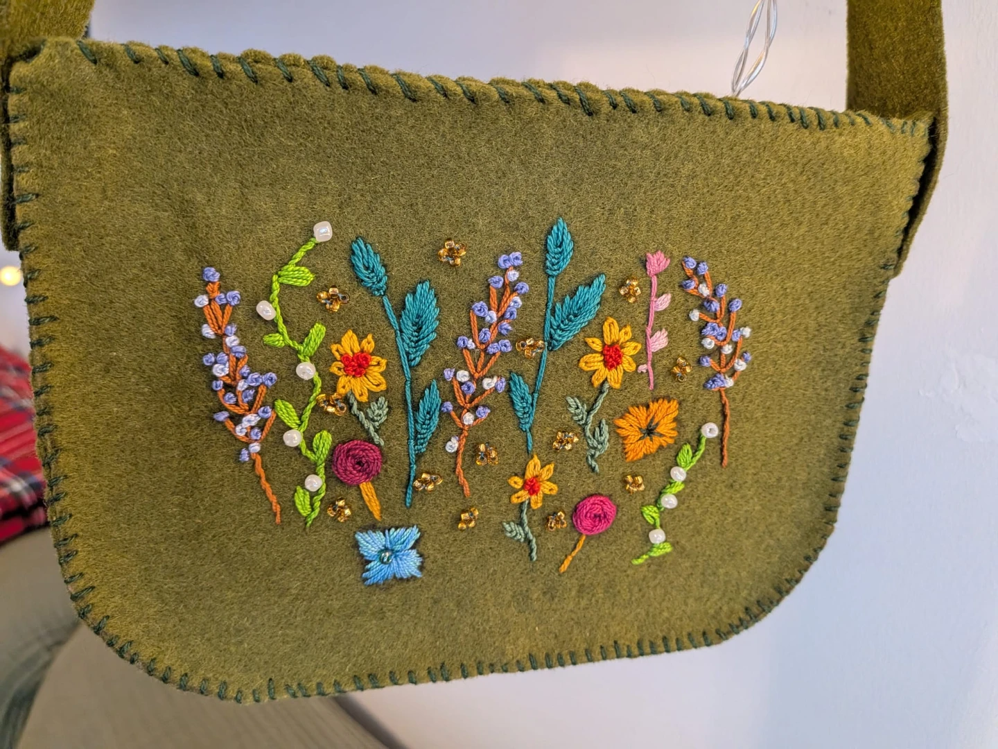 Hand-Embroidered Felt Messenger Bag - photo 3