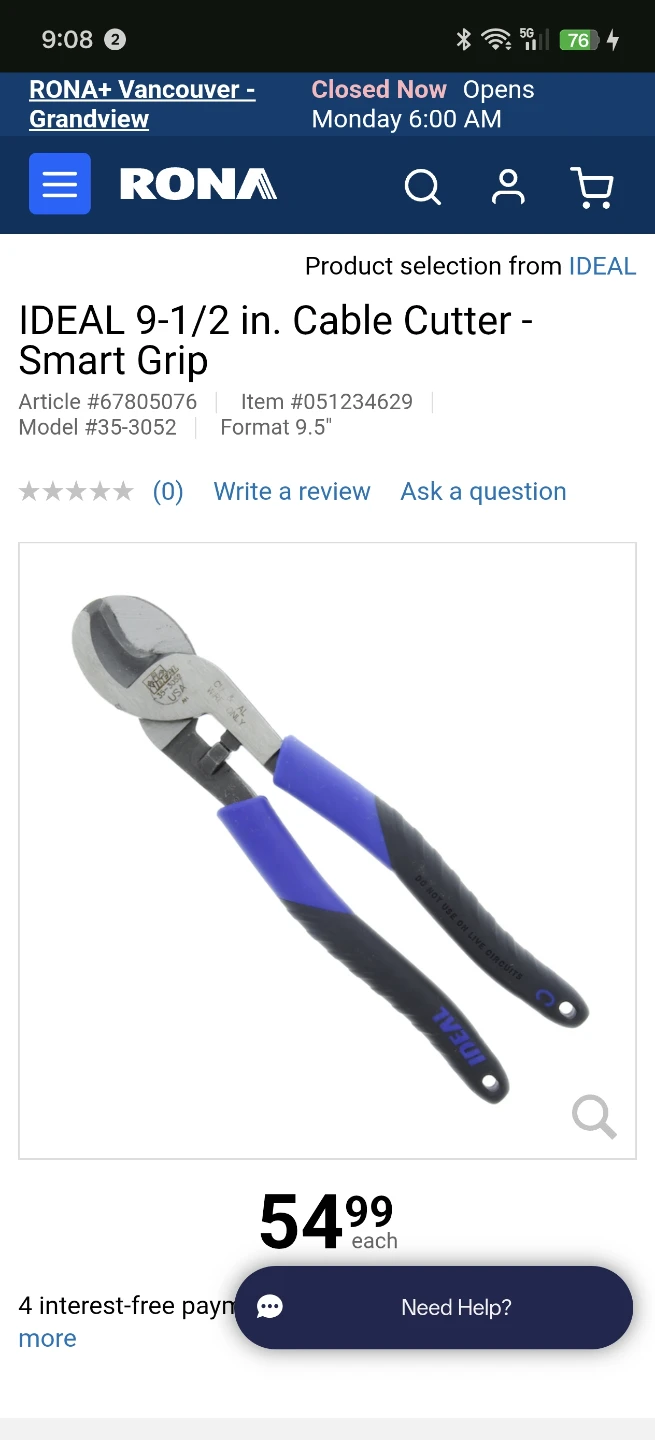 IDEAL 9-1/2 in. Cable Cutter - Smart Grip