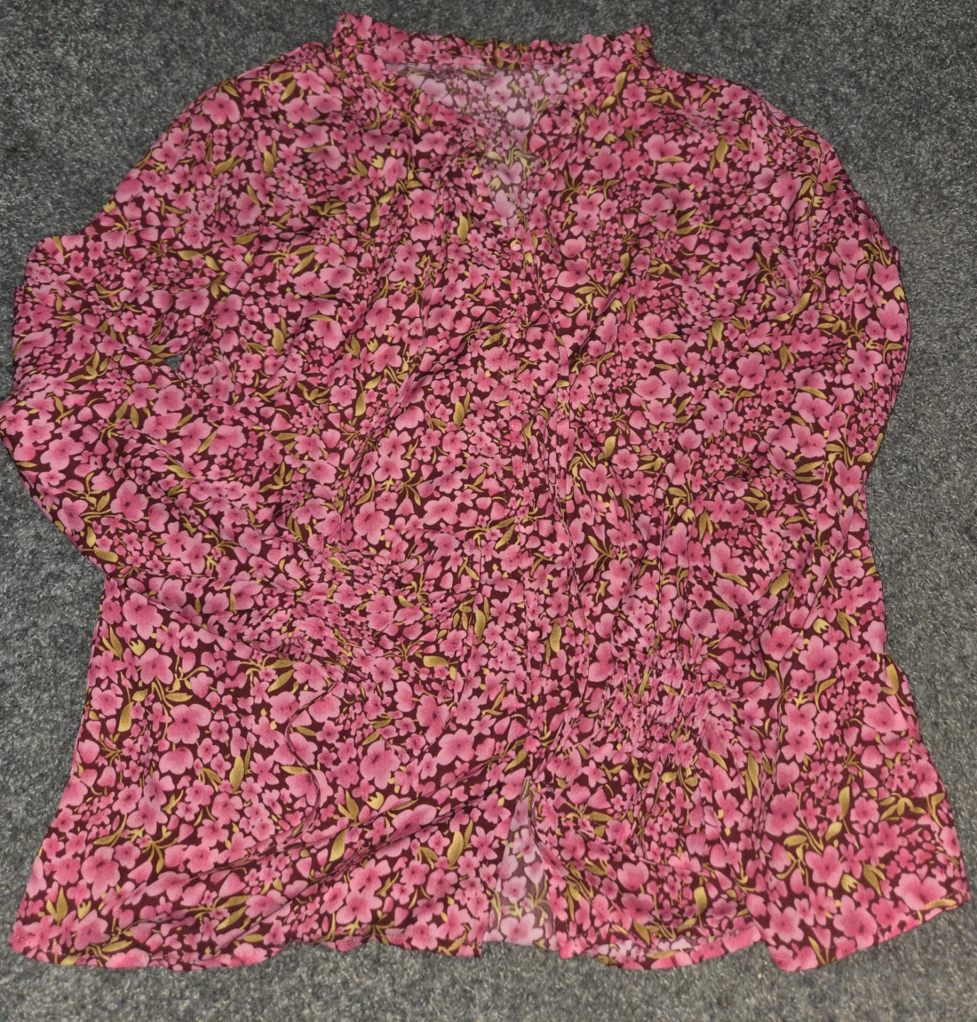 Floral Print Button-Up Blouse(free with any other listing)
