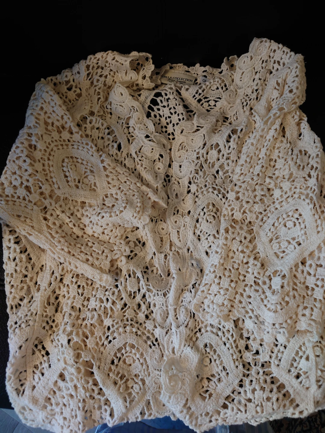 Cream Crochet Lace Kimono Cardigan
