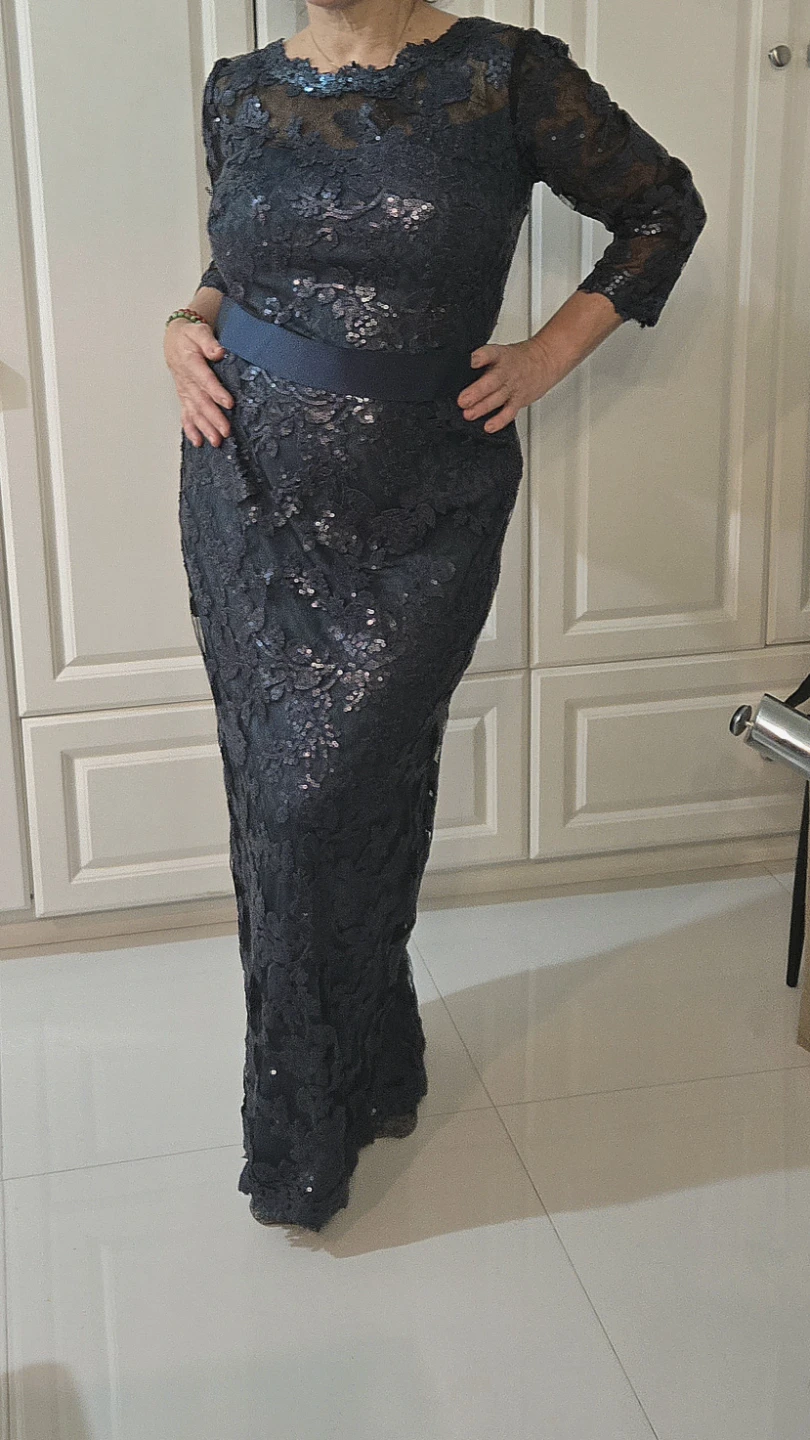 Tadashi Shoji Navy Lace Pencil Gown
