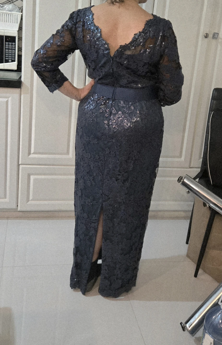 Tadashi Shoji Navy Lace Pencil Gown - photo 2