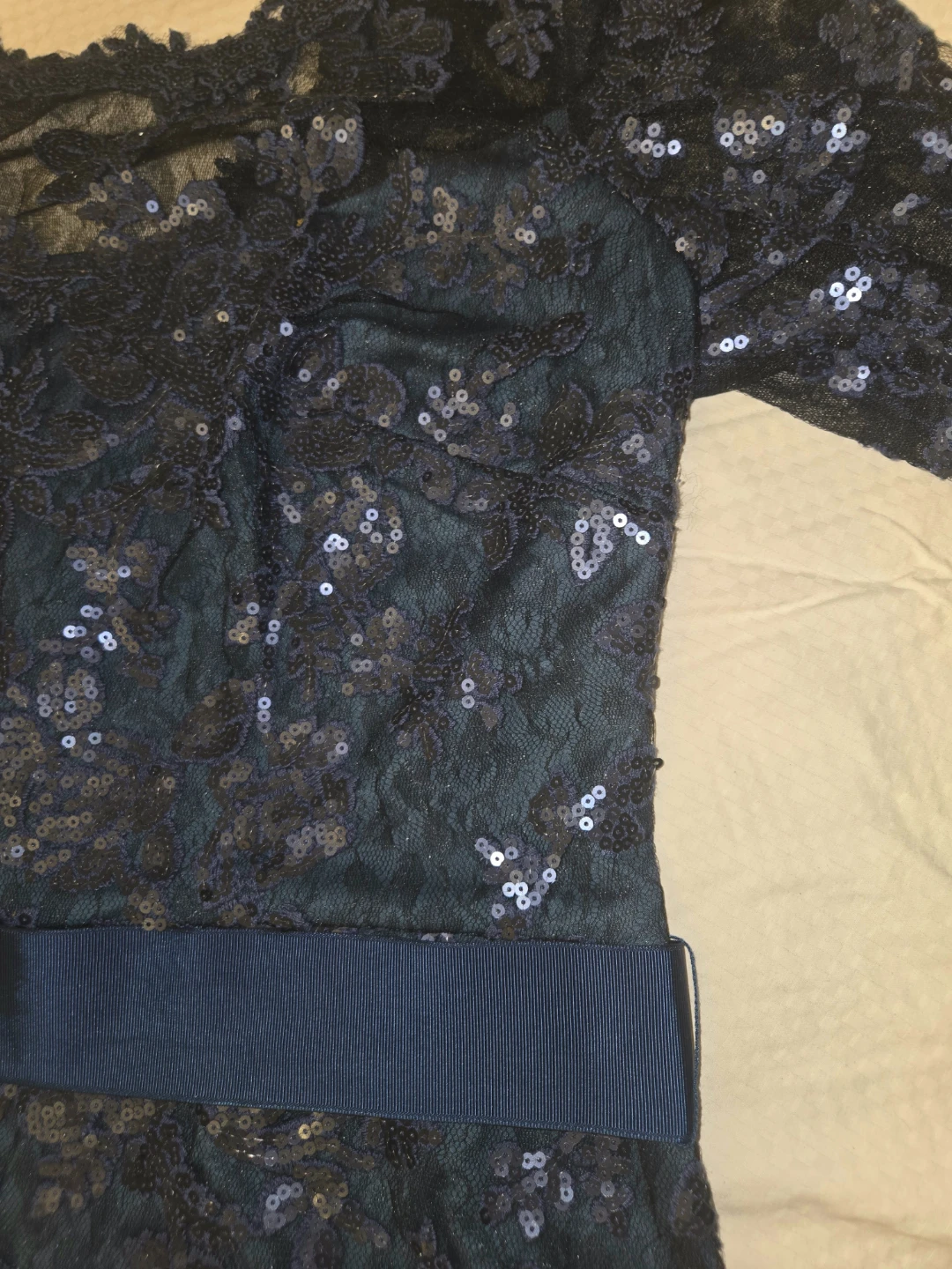 Tadashi Shoji Navy Lace Pencil Gown - photo 4