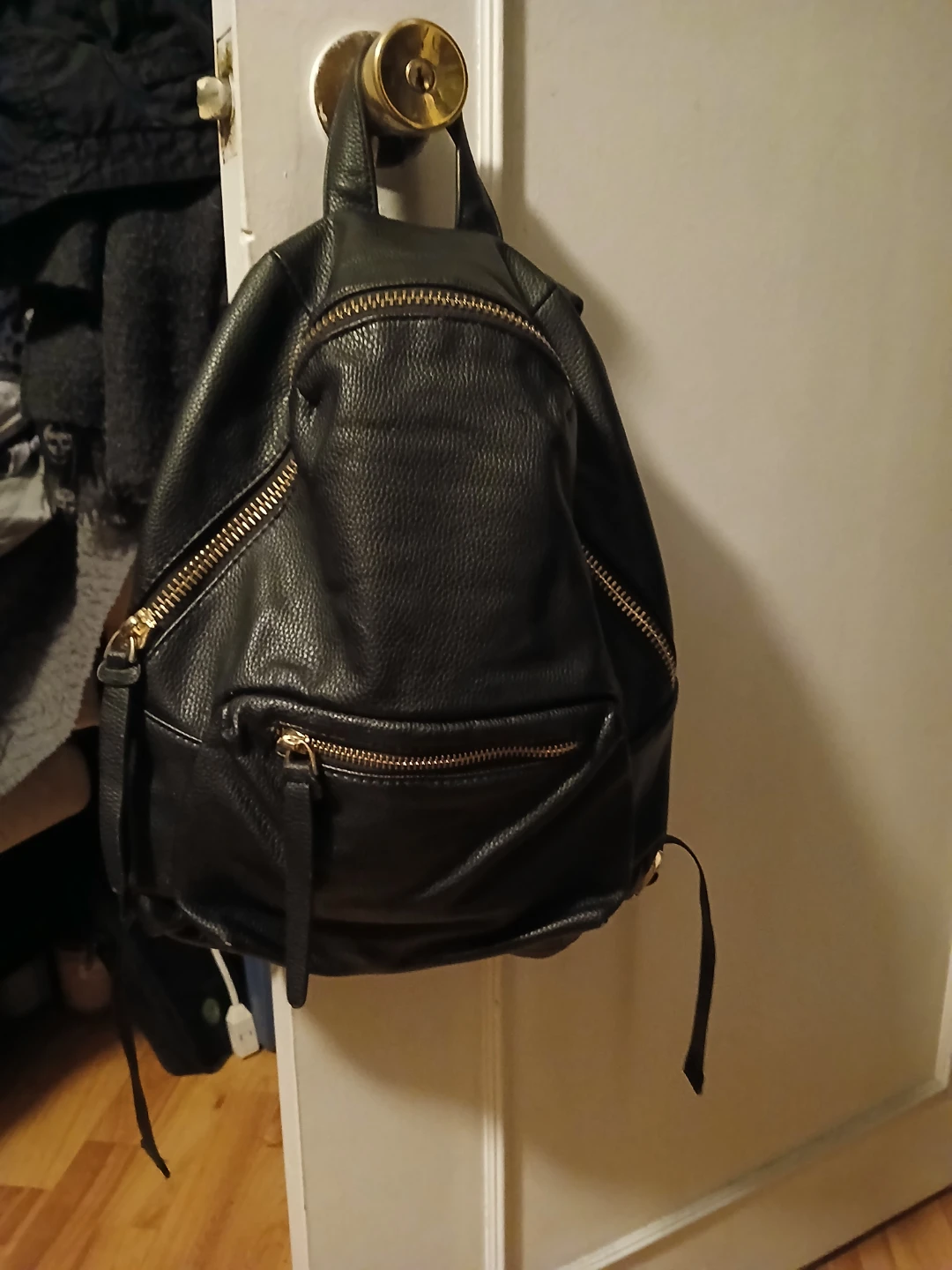 Black Faux Leather Backpack
