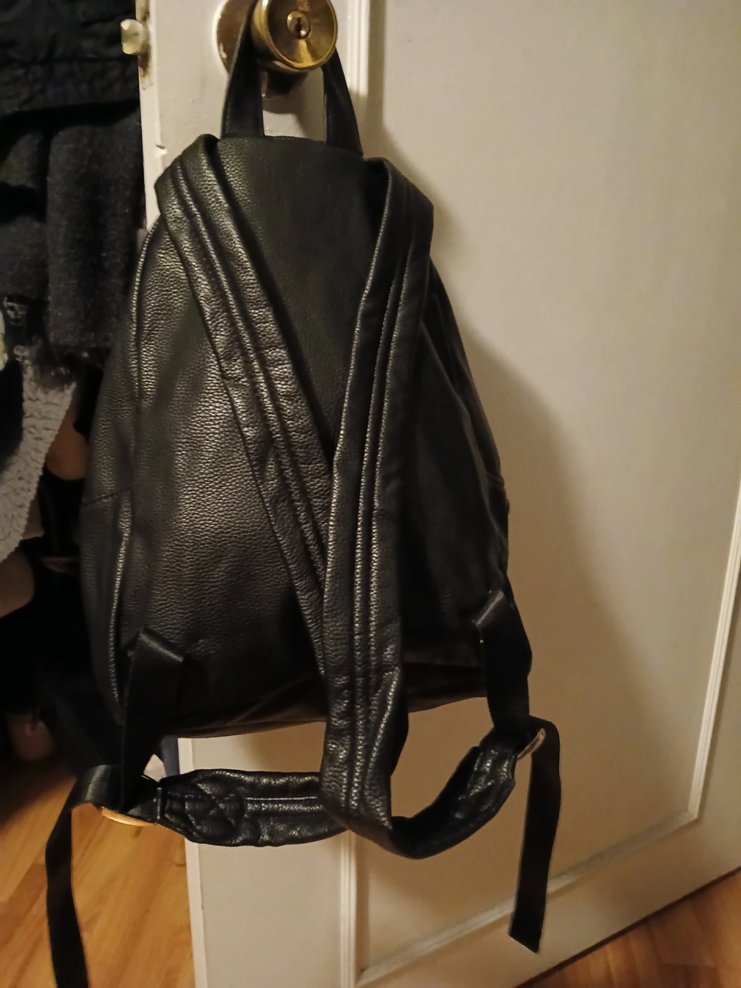 Black Faux Leather Backpack - photo 2