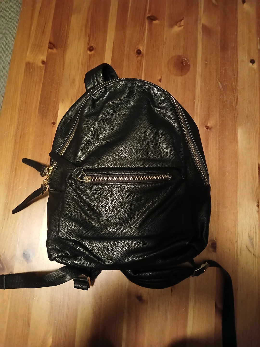 Black Faux Leather Backpack - photo 3