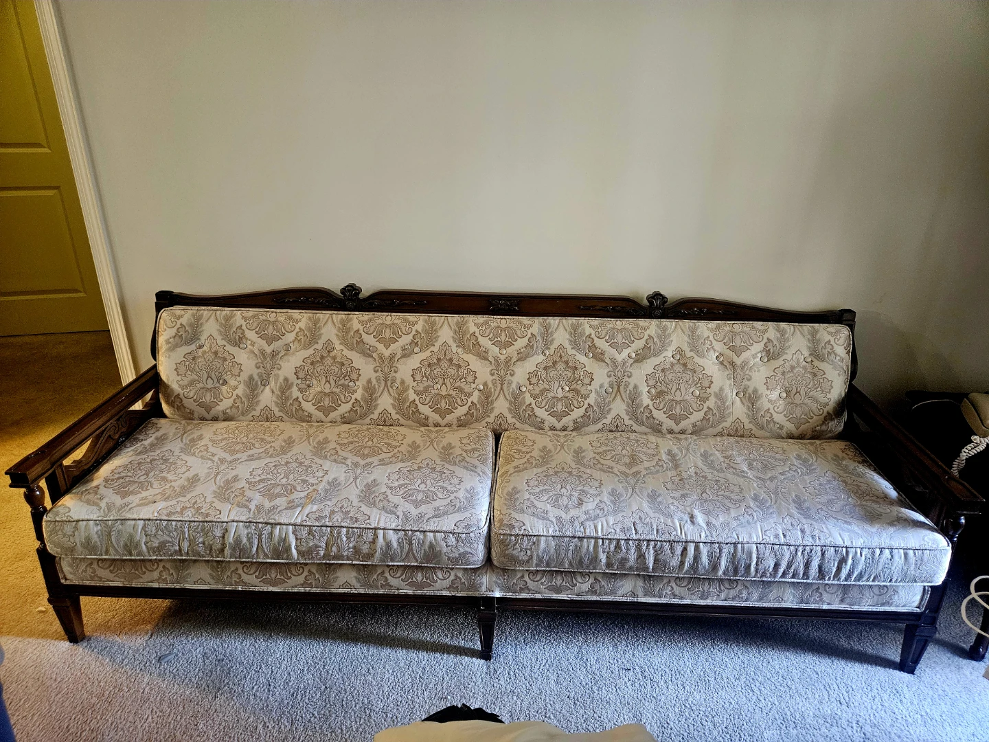 Vintage Sofa - Ornate Wood Frame