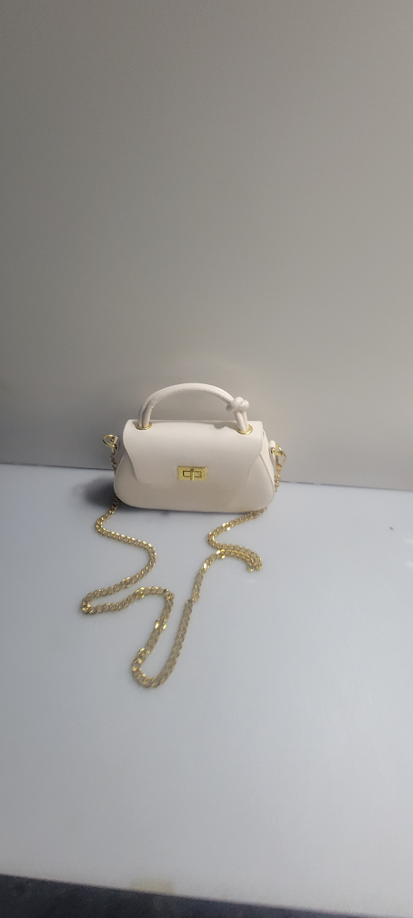 White Handbag with Gold Chain Strap Final sale price