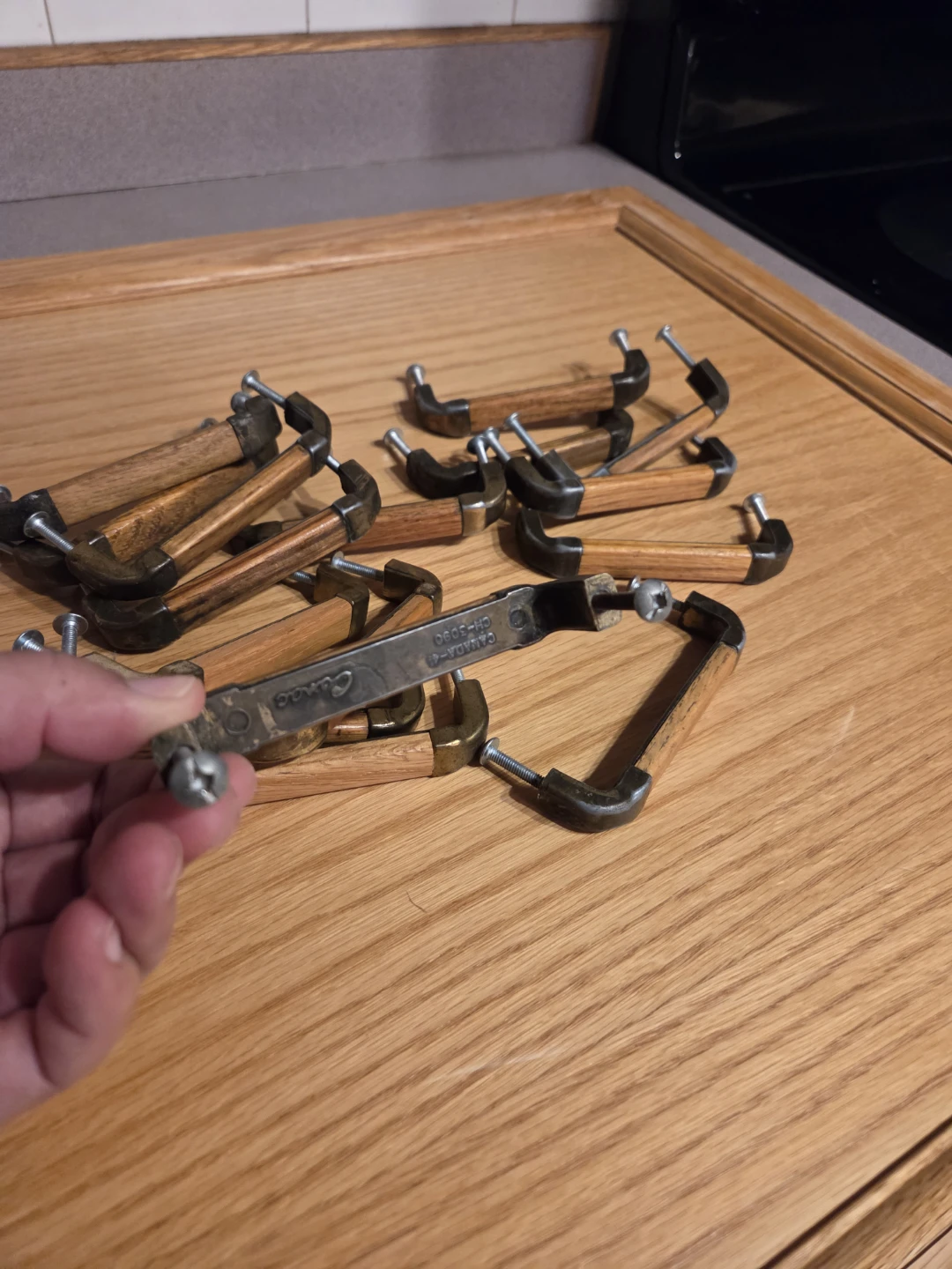 Set of 20 Cabinet Drawer Pulls Handles Wood Brass - photo 3