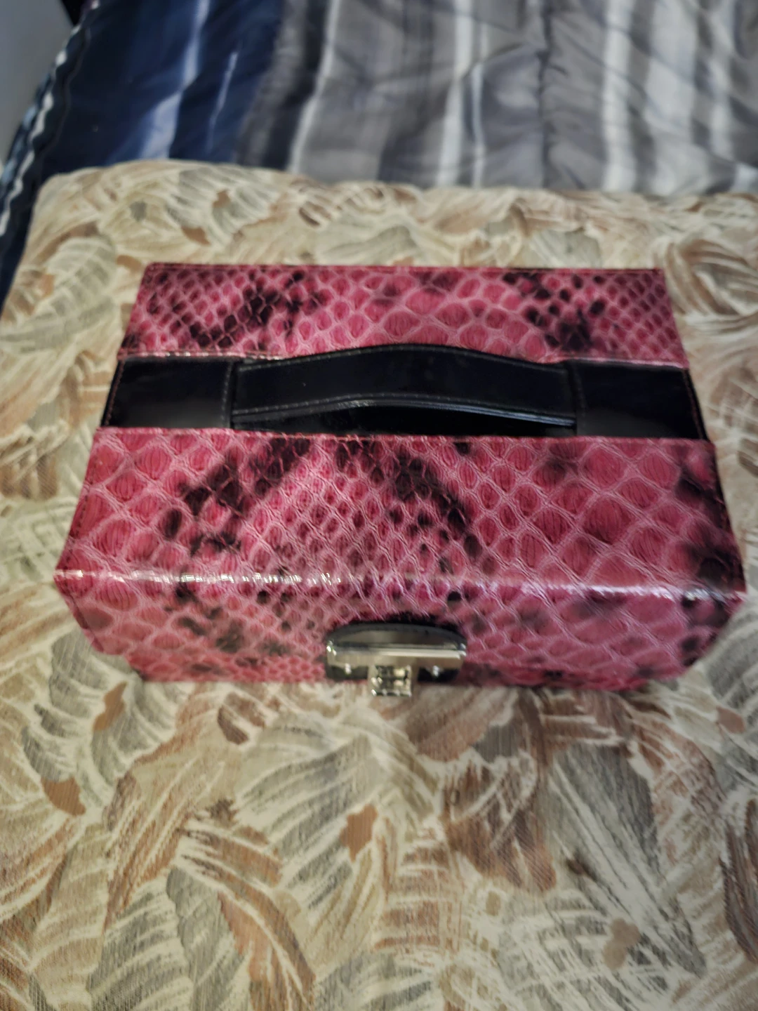 Pink Snake Print Jewellery Box with Mirror - photo 2