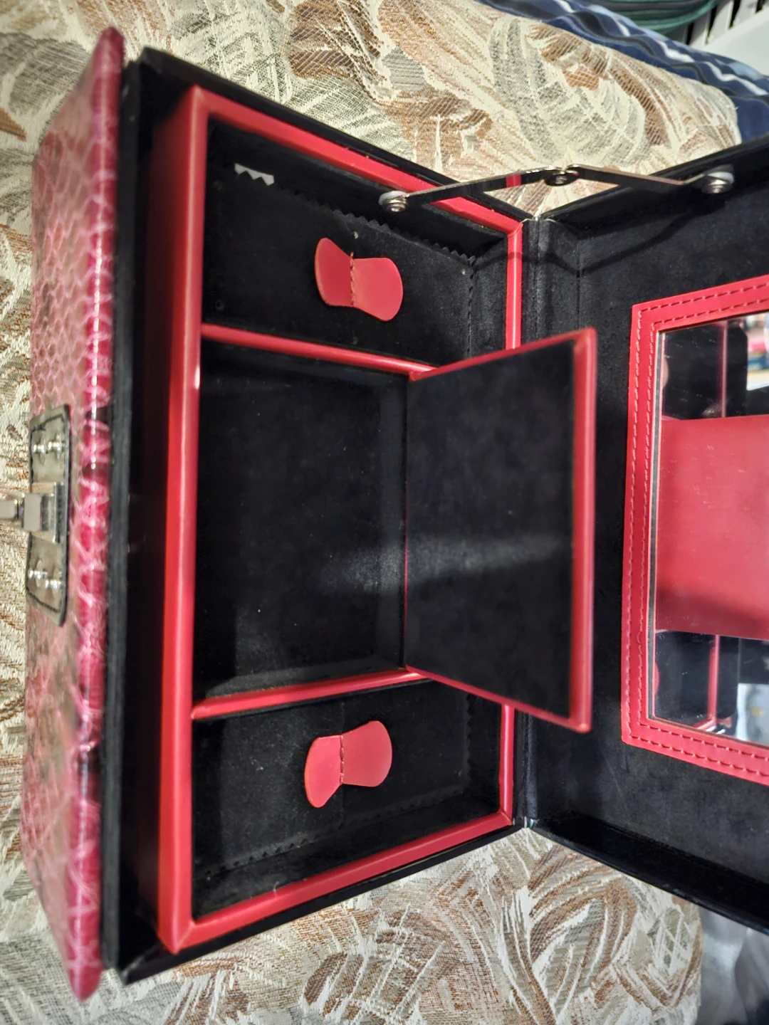 Pink Snake Print Jewellery Box with Mirror - photo 4