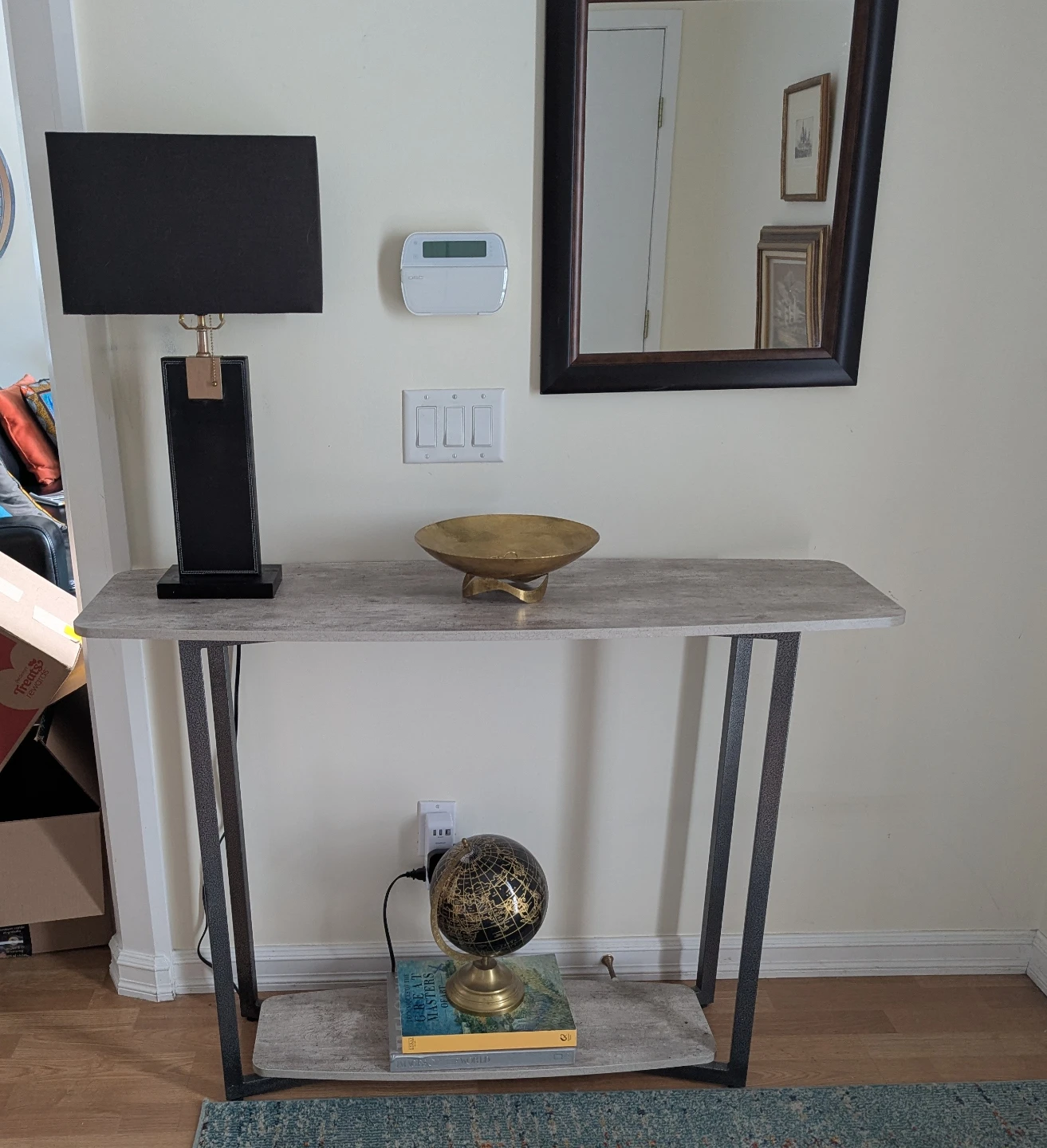 Console Table with Grey Wood-Look Top and Metal Frame - photo 3