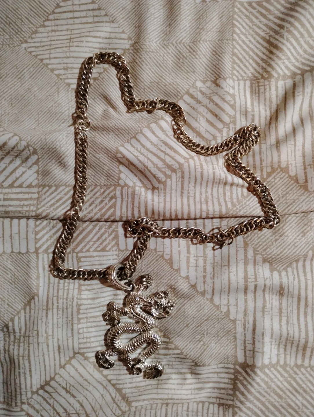 Silver Tone Dragon Pendant Necklace