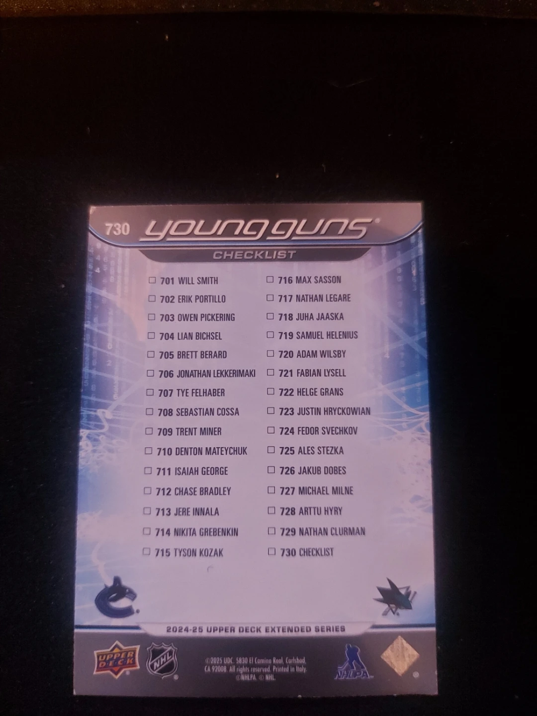 2024-25 Upper Deck Extended Series Young Guns Hockey Card - photo 2