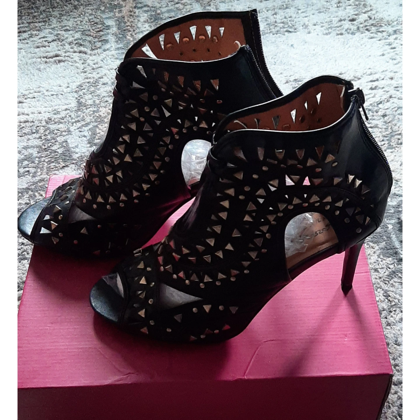 Black Studded High Heel Booties - photo 3