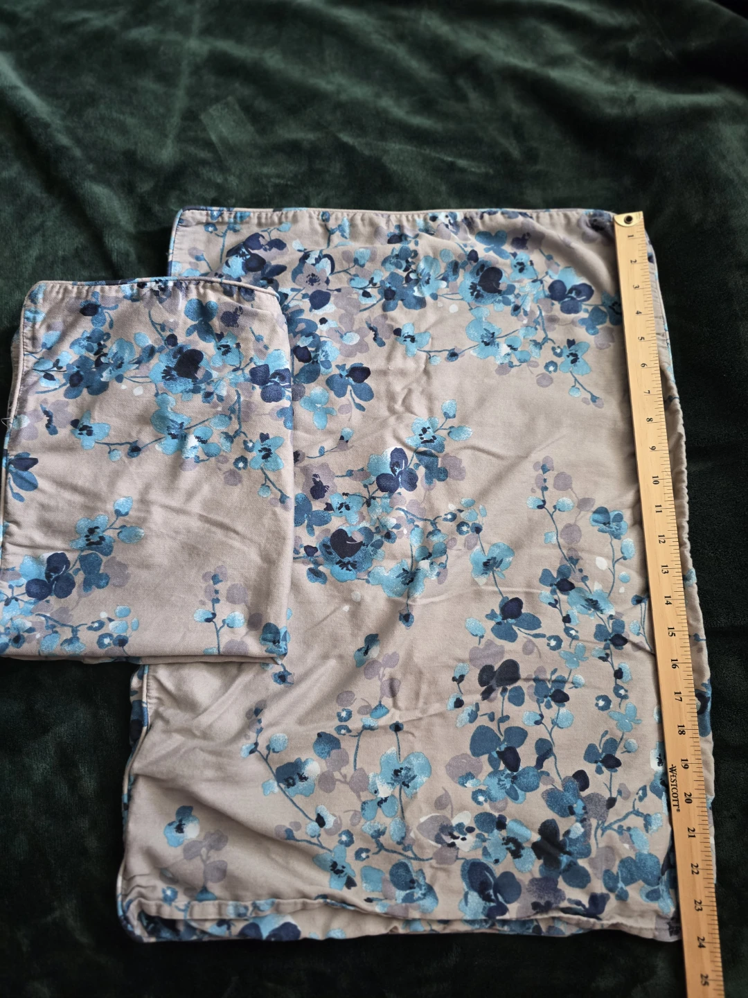 Floral Pillowcases Set - Blue and Grey