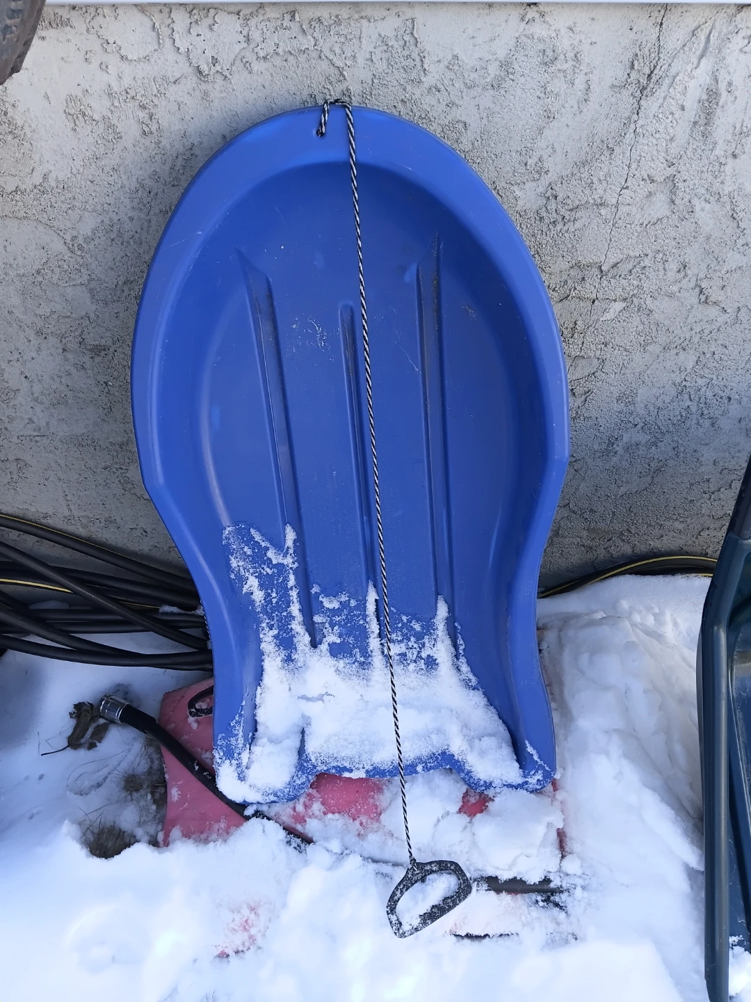 Blue Plastic Toboggan Sled