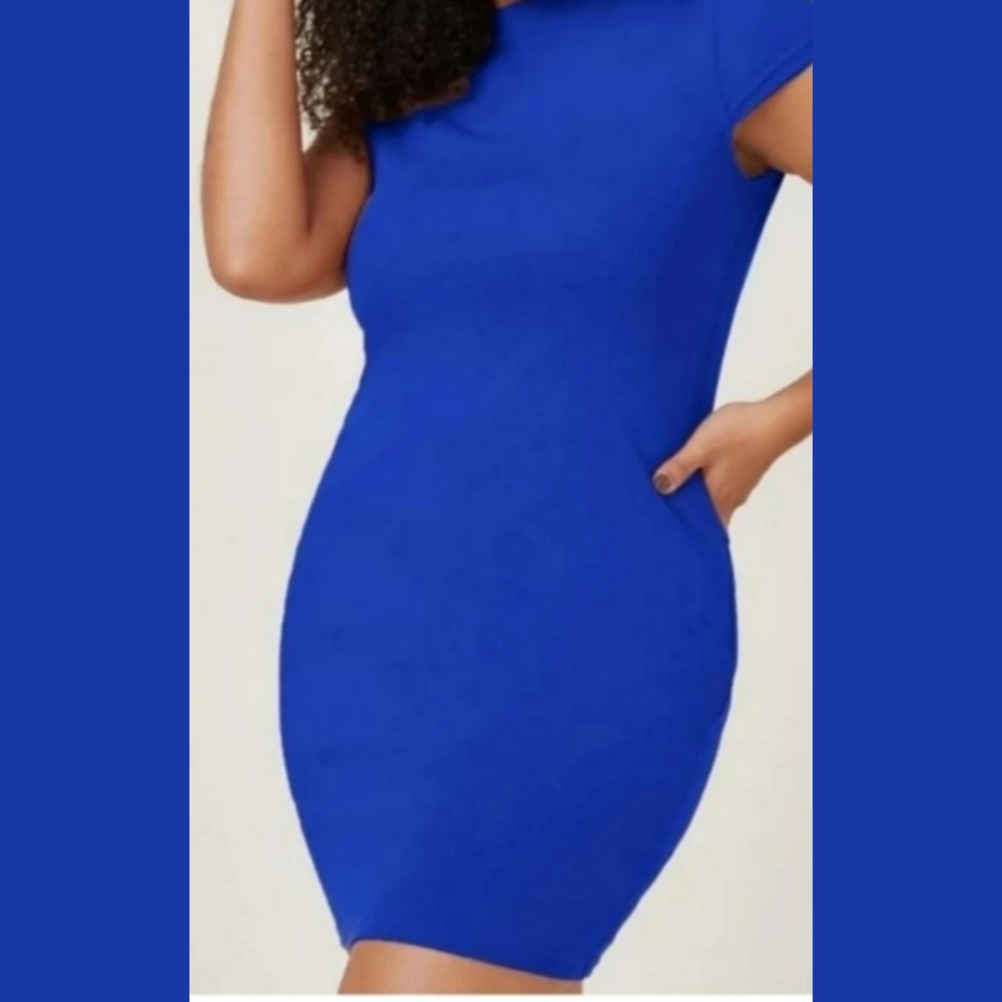 Plus Size Blue Short Sleeve Bodycon Dress