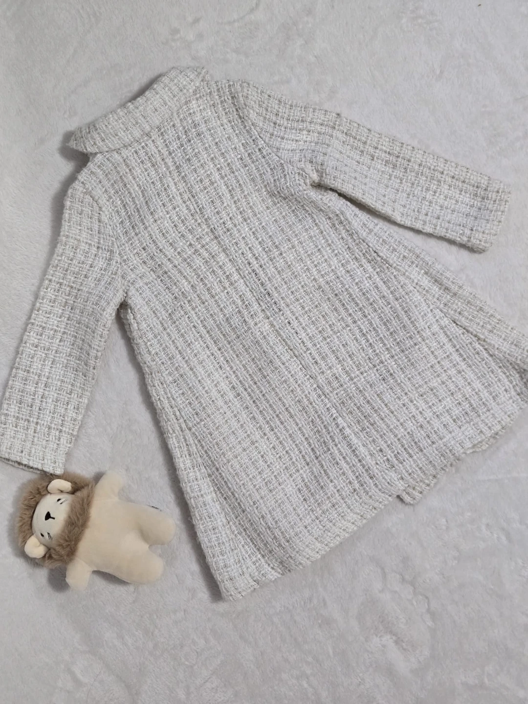 Zunie Girls White Tweed Bow Coat - Size 2T - photo 4