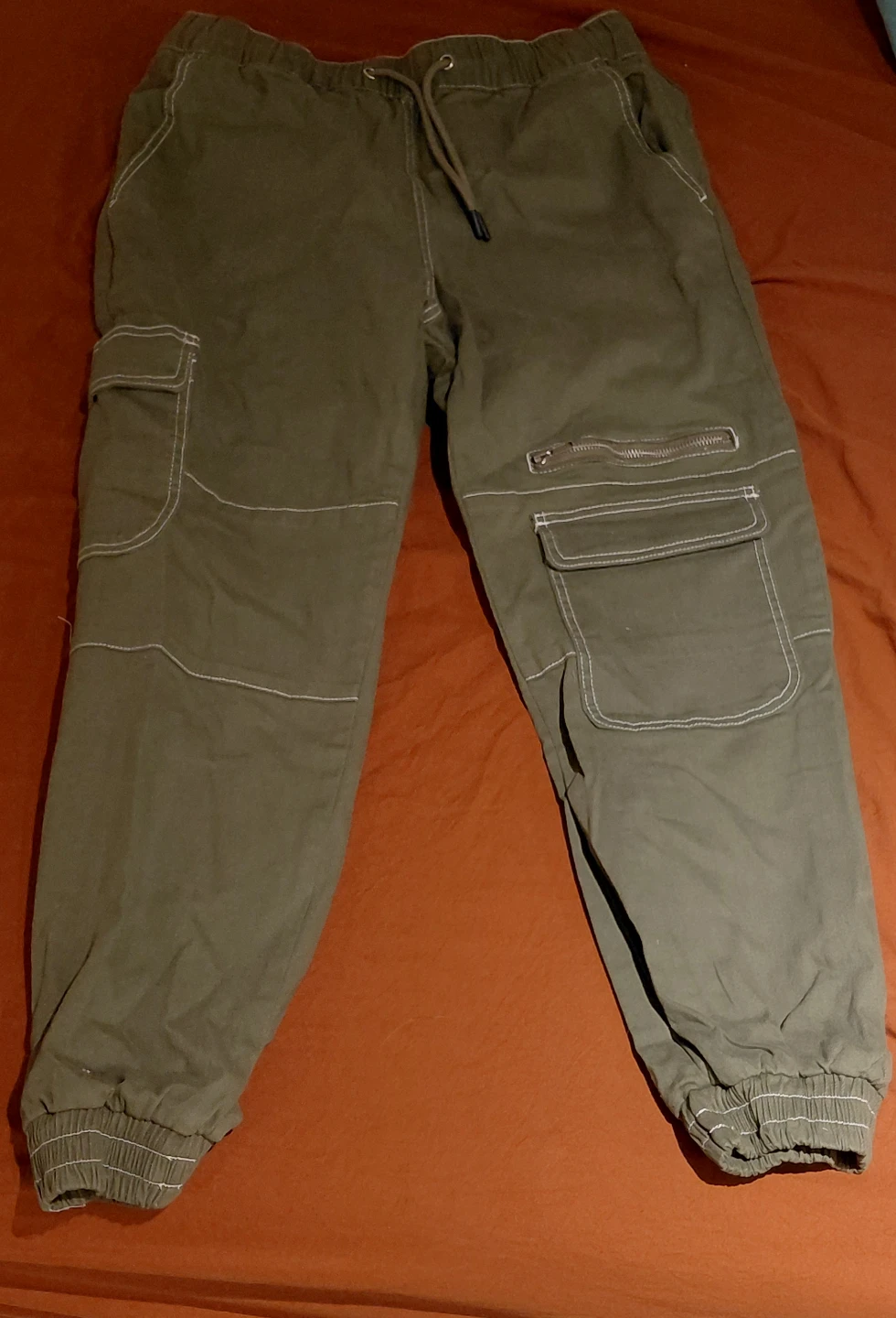 Olive Cargo Joggers - Size Medium