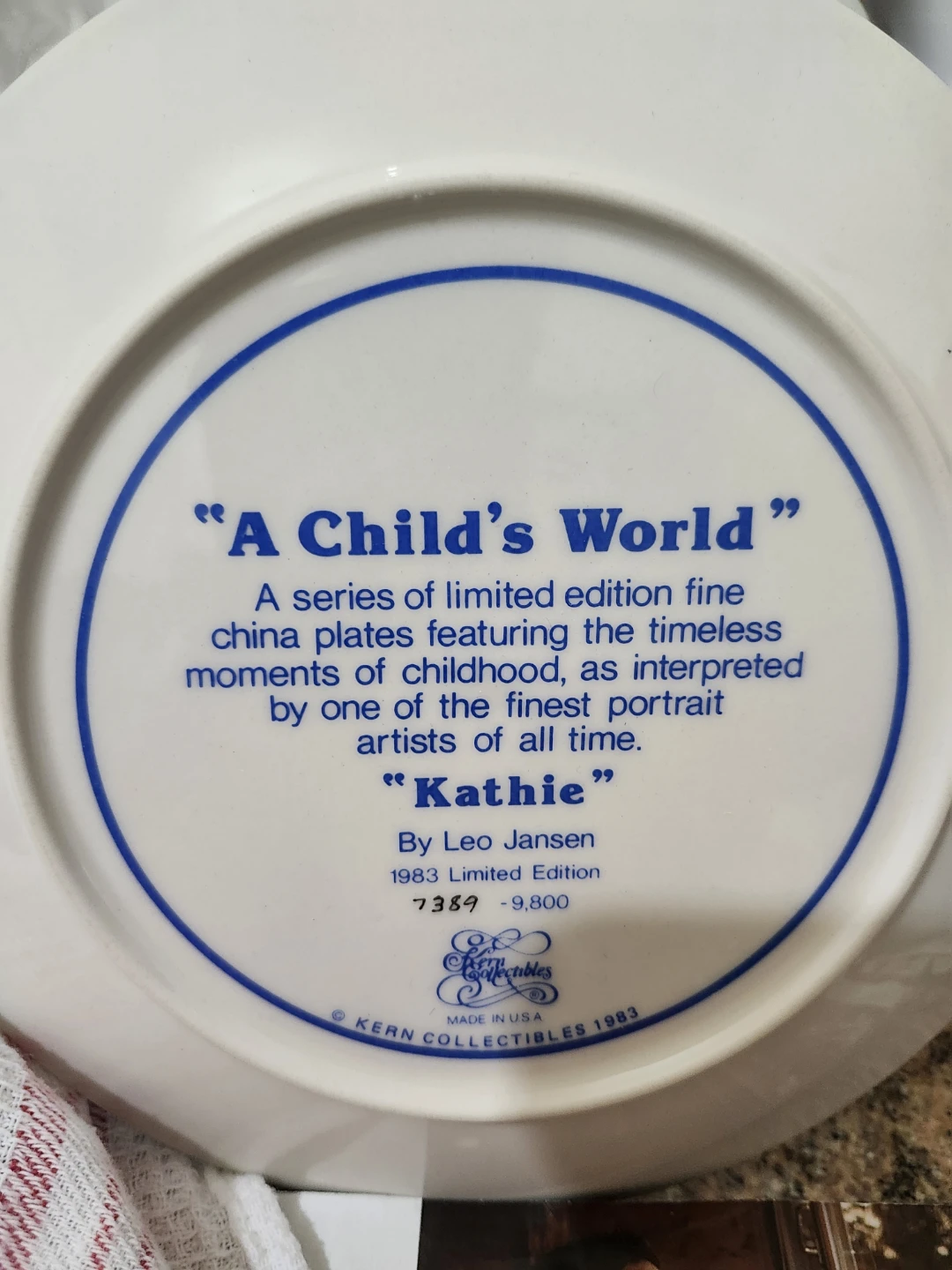 Kern Collectibles 'Kathie' Limited Edition Plate by Leo Jansen