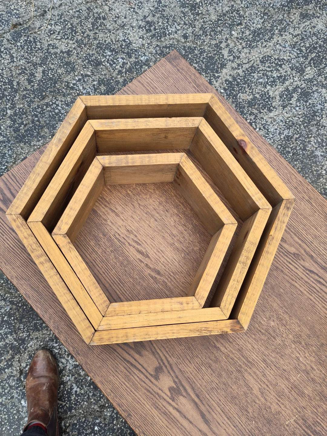 Set of 3 Hexagon Honeycomb Wooden Shelves - photo 2