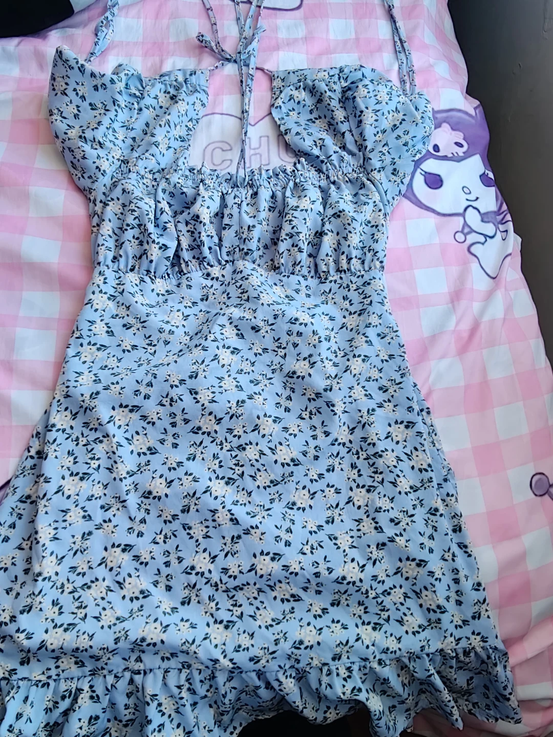 Light Blue Floral Mini Dress