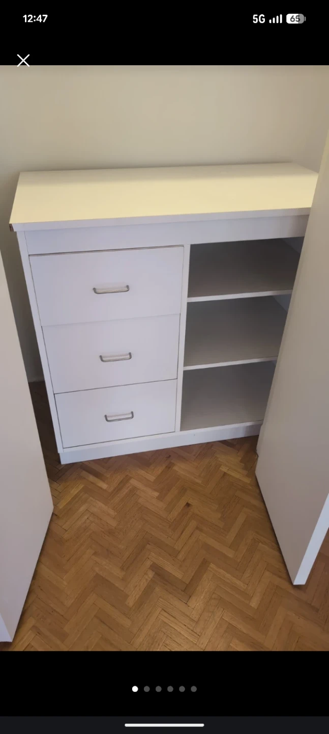 White 3-Drawer Cabinet with Shelves