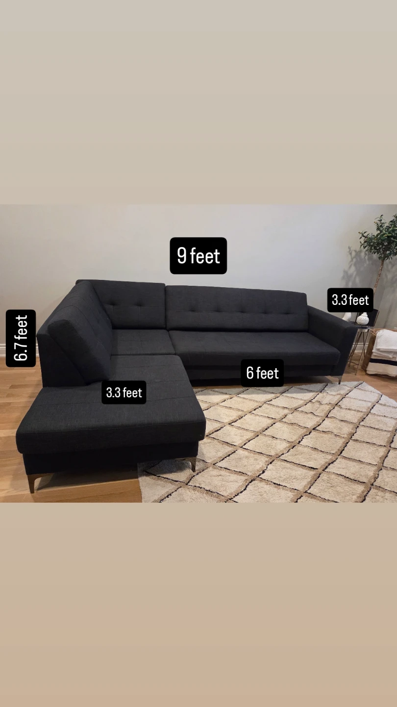 Dark Grey Sectional Sofa - 9ft x 6.7ft - photo 3