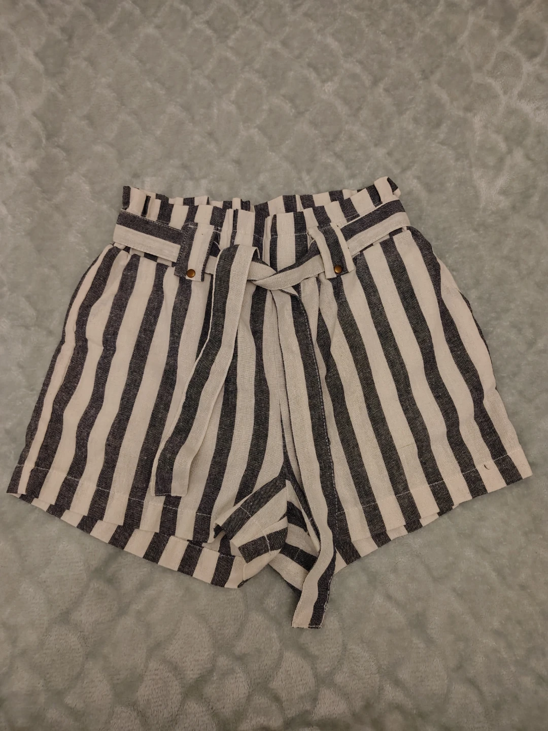 Striped Paperbag Waist Shorts