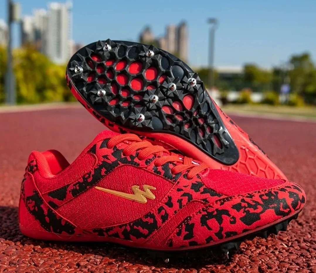 Red Track Spikes with Black & Gold Logo