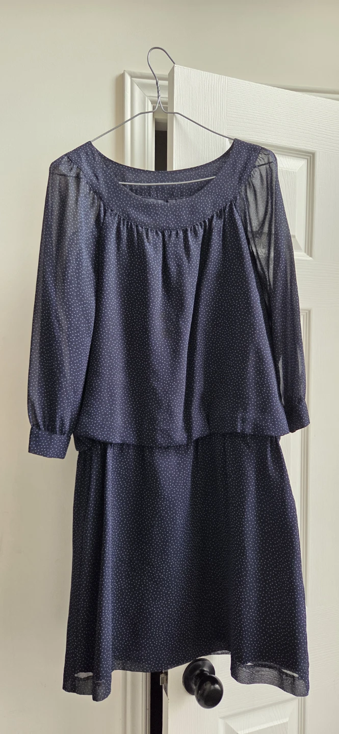 Formal Navy Blue Dot Dress