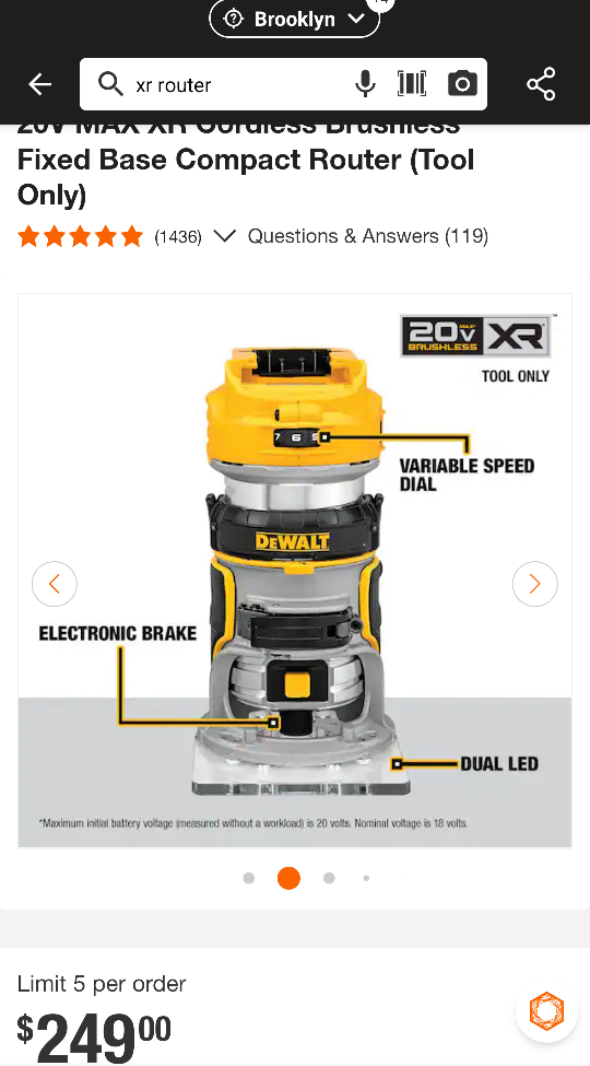 20V Max DeWalt XR Cordless Compact Router - photo 2