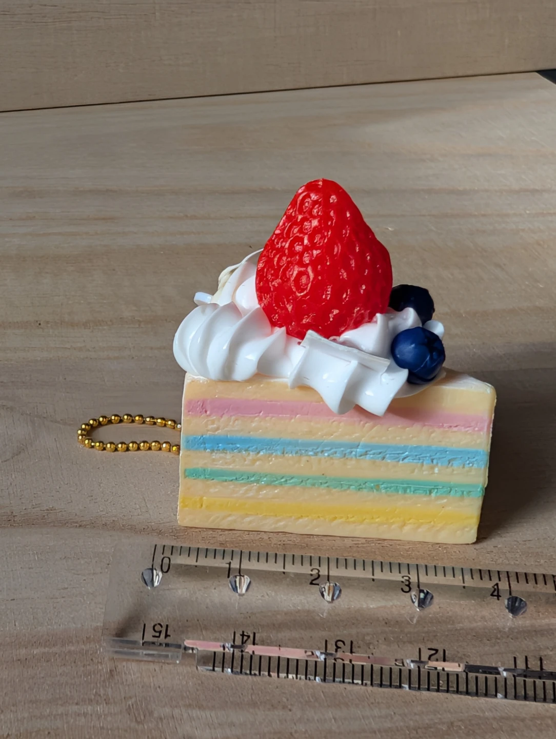 Rainbow Cake Slice Charm with Strawberry and Blueberries - photo 4