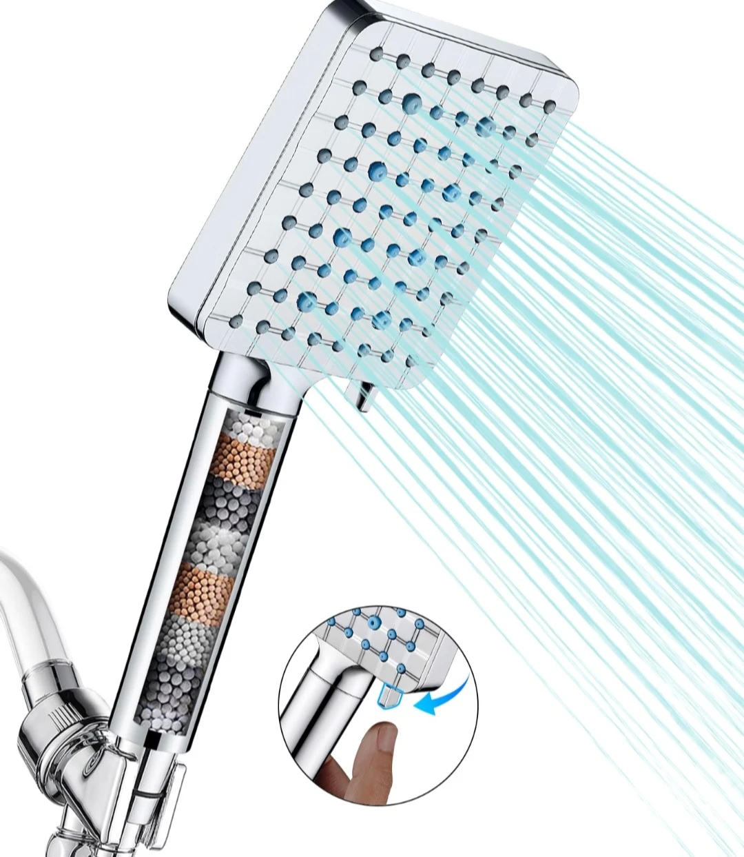 Cobbe High Pressure Handheld Shower Head with 6 Settings
