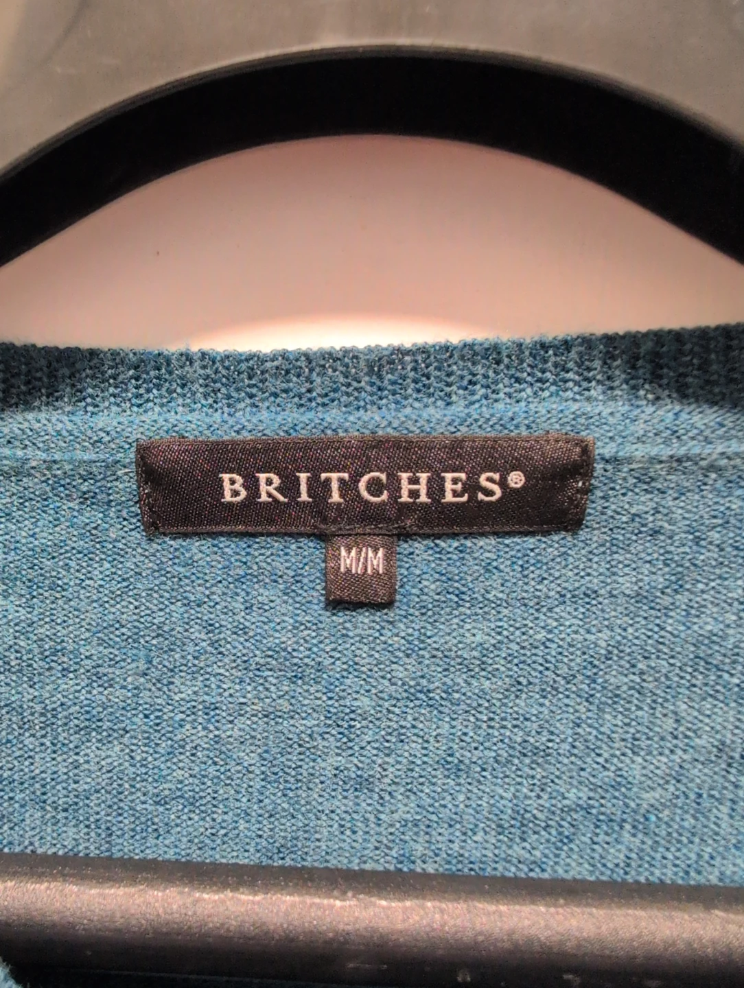 Britches Men's V-Neck Sweater M/L Teal Merino Wool Blend - photo 4