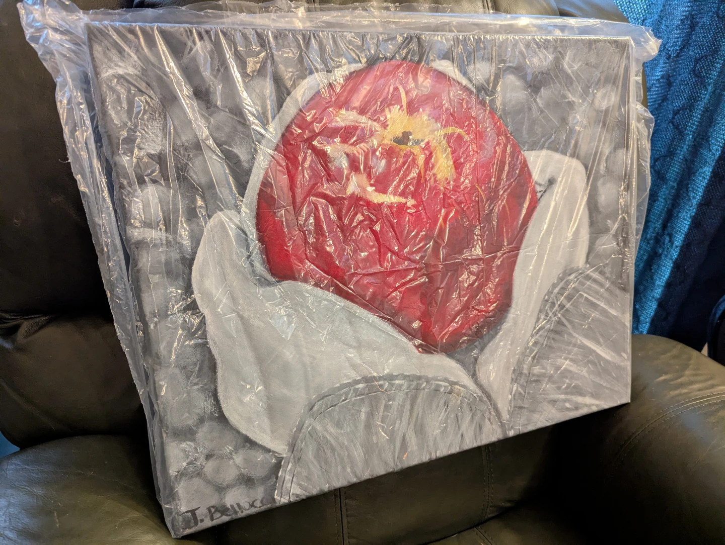 Original Painting - Hands Holding Red Apple