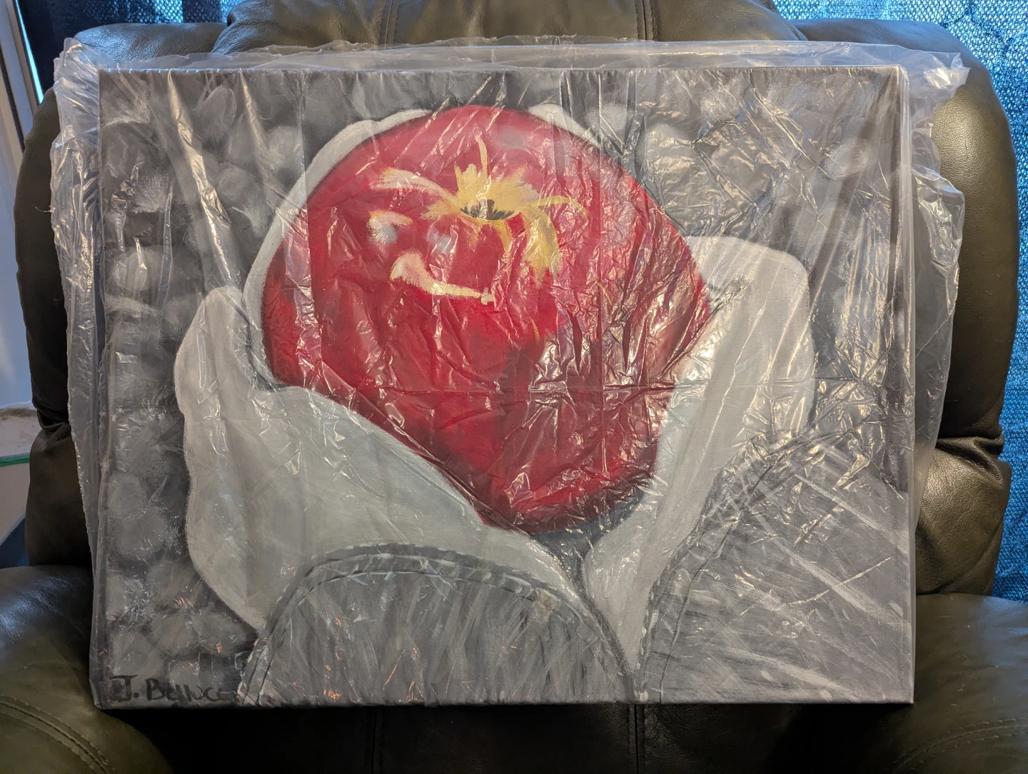 Original Painting - Hands Holding Red Apple - photo 2