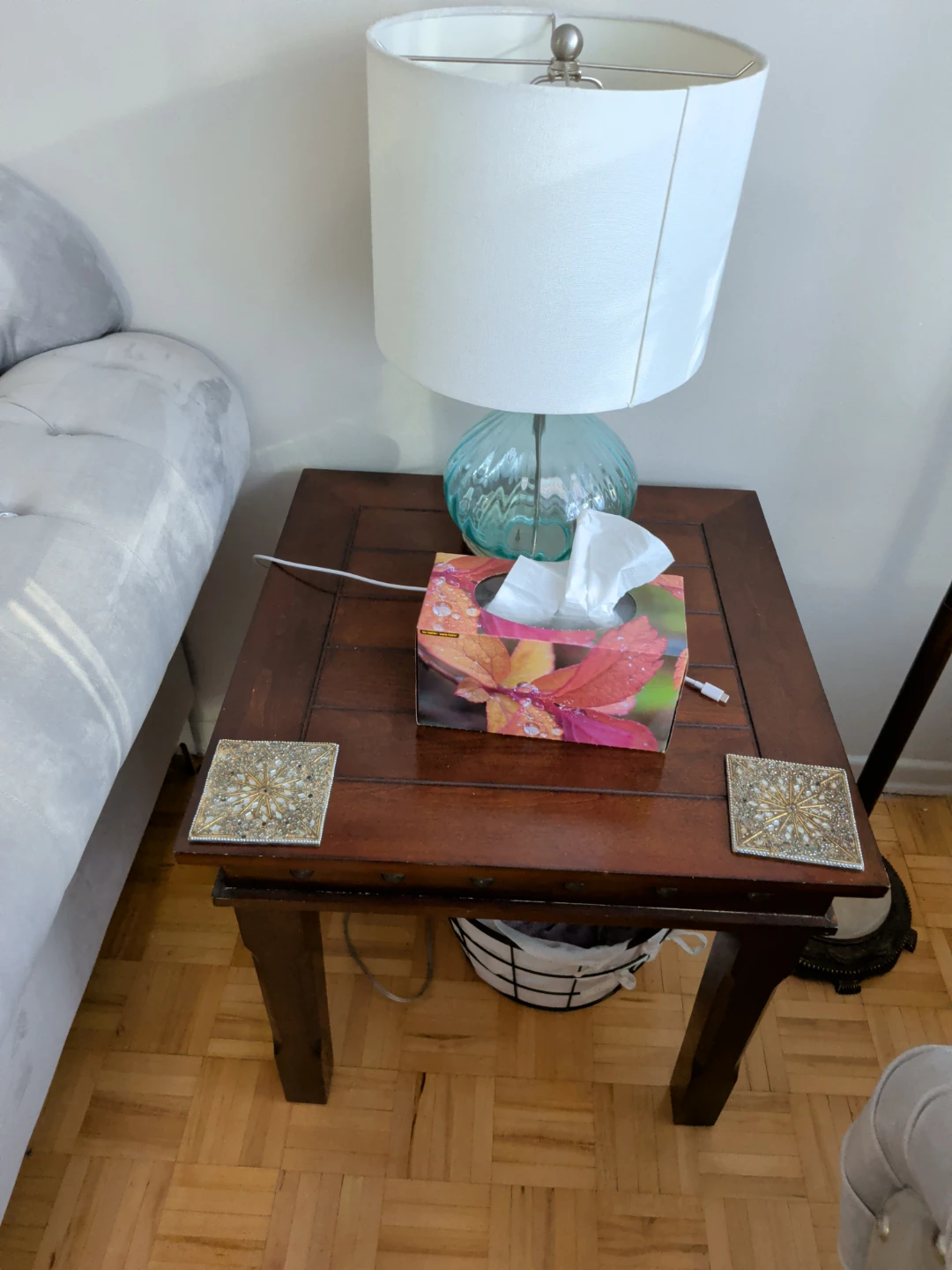 Dark Wood End Table with Shelf