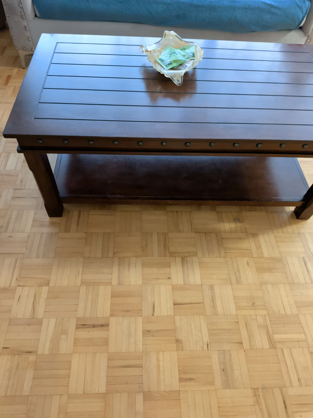 Dark Wood End Table with Shelf - photo 2