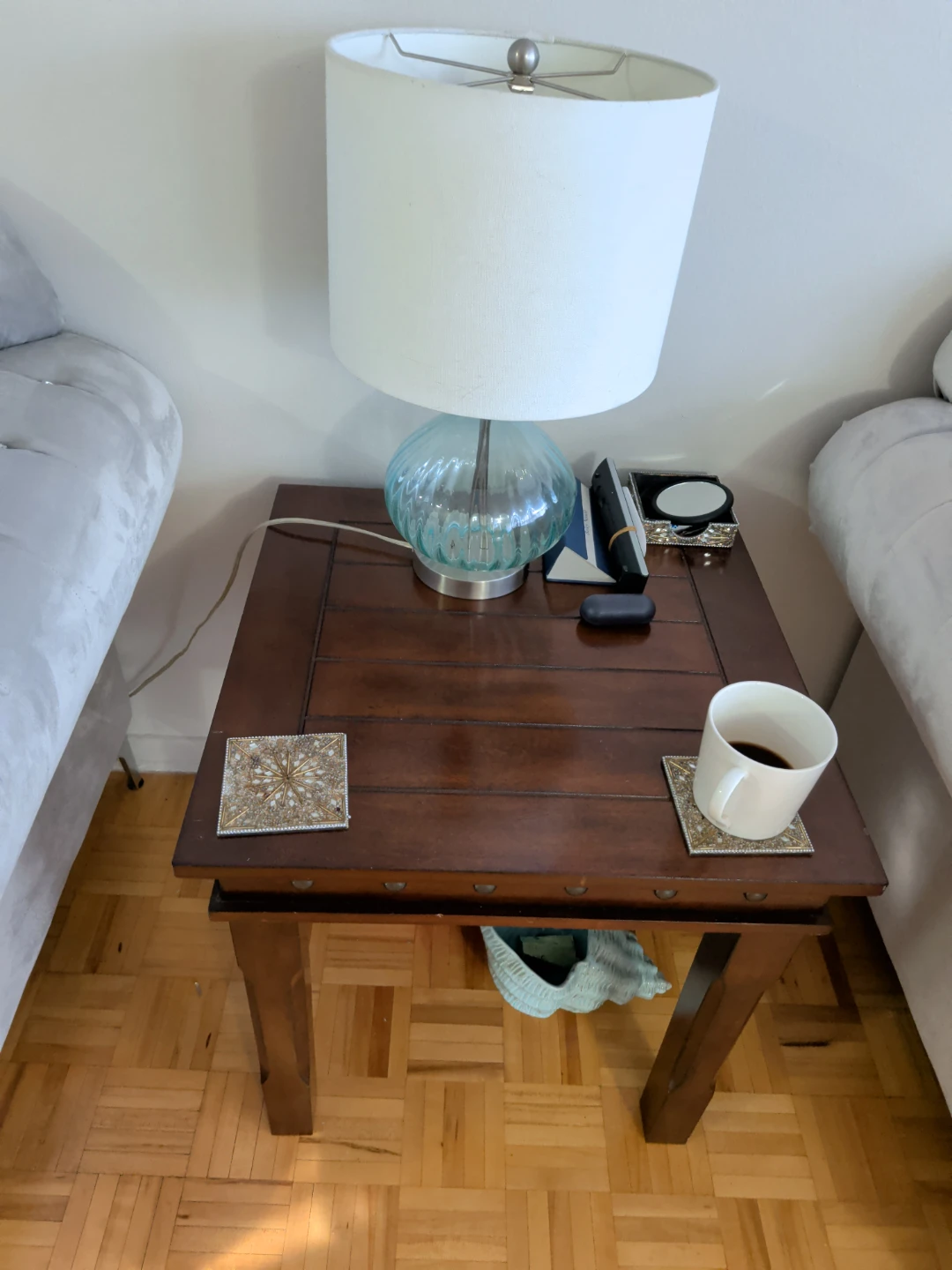 Dark Wood End Table with Shelf - photo 3