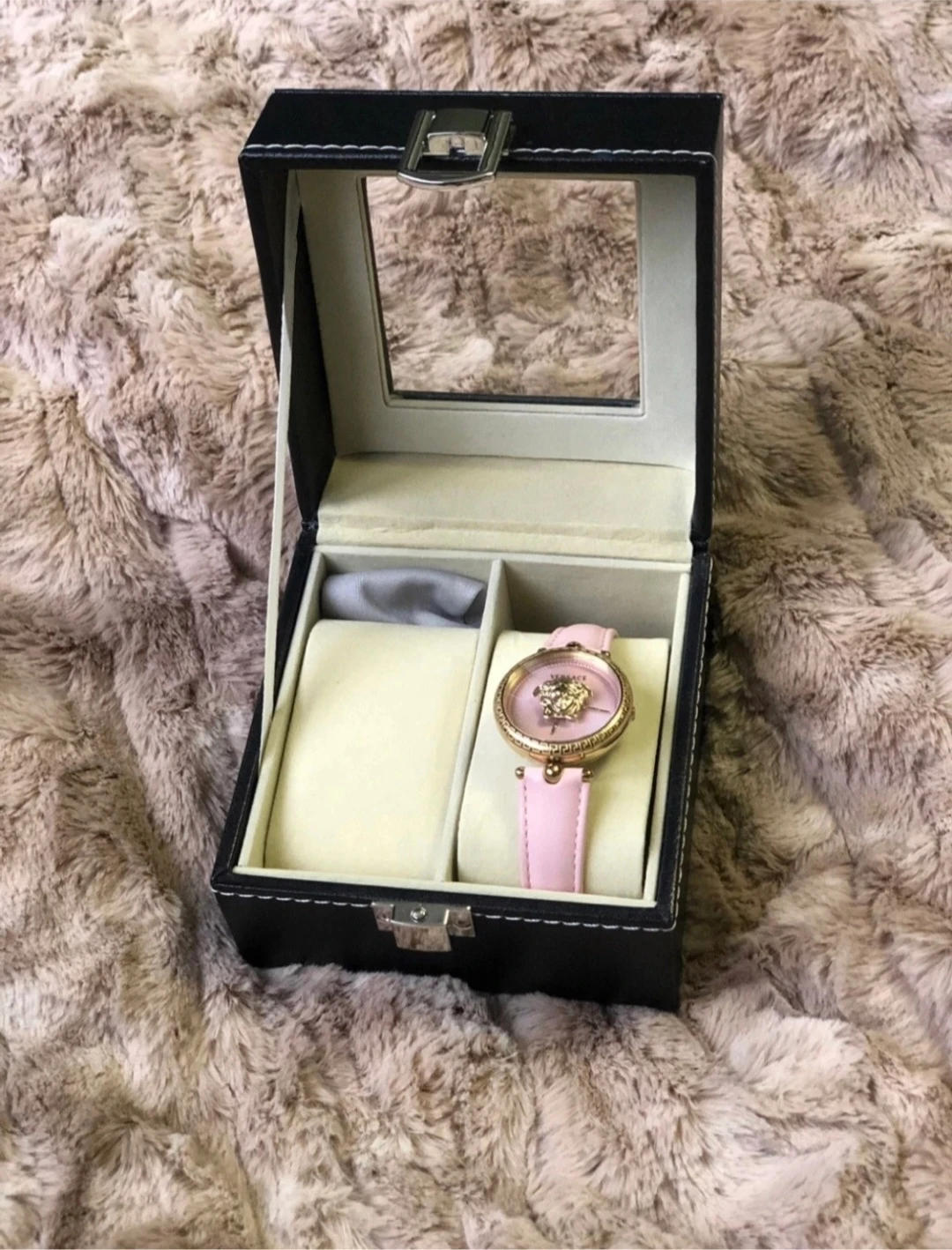 Versace Women's Palazzo Watch - Pink genuine leather straps